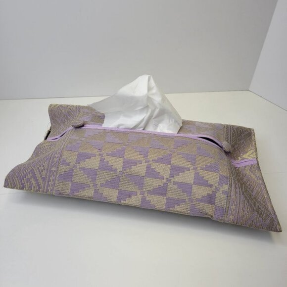 Home Accents Handwoven Gold Threaded Lilac Songket Tissue Box Cover - Picture 3 of 8